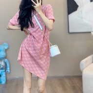 【Dress Oversized】(40-150kg) Summer Short Sleeves Plus Size Mini Dress Above Knee Tie Dye T-shirt Dress Fashion Korean Style