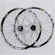 MTB Bike Wheelset 26/27.5 Inch Double-walled Alloy Rim Cassette Hub Sealed Bearing QR Disc Brake 24 Holes 7-11 Speed,Green-26in