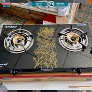 SUNHOUSE SHD2106 Bếp gas đôi dương kính Black Glass -Đầu đốt đồng