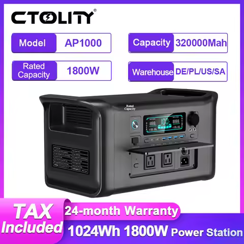 1800W Portable Power Station 200W Solar Panel 1000Wh Lifepo4 Battery PowerBank Backup Electric Gener