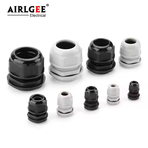 10Pcs White Black Nylon Plastic Connector PG7 PG9 PG11 PG13.5 PG16 PG19 PG21 PG25 PG29 PG36 Waterpro