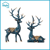 2Pcs Love Statue Deer Figurine Craft Deer Ornament Deer Knick Knack for Home Bookshelf Centerpieces 