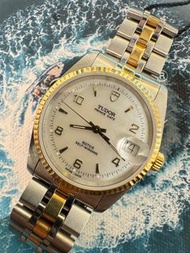 🌈🌈新貨返啦🌈🌈Tudor Prince Oyster Date 74033 🤍原裝白貝母面 連原裝Tudor金鋼帶 👔🖤刁的刁底 34mm 淨錶🖤狀態一流👍🏻👍🏻VU1281 （廣華街店）