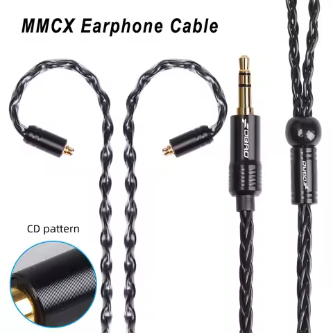 MMCX Earphone Cable 8core0.78mm Silver Plated Headset Audio Jack Wire 3.5 With 2Pin MMCX Headphone R