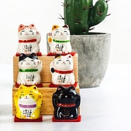 日本藥師窯手工彩繪祈福開運迷您招財貓陶瓷擺件桌面擺件飾品送禮