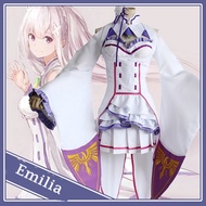 Emilia Cosplay Outfit - Complete Wig Set for Halloween Party
