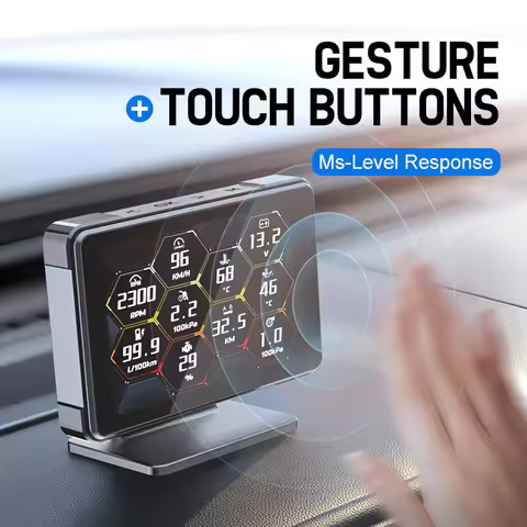 Actisafety 5th-Gen A91 Hud OBD-II Gauge Dual-Mode OBD+GPS Gesture+Touch Buttons 9 Themes Interface H