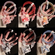 New Cat 5-Piece Protective Set Case For Iphone Apple Adapter 18W/20W Charging Cable Cute Cartoon Pat