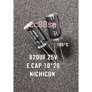 820UF 25V ELECTROLYTIC CAPACITOR 10*20 105°C Nichicon