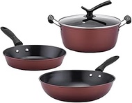 SOCKETS Cast Iron Pan Set Add Thick Non-stick Three Soup Wok Frying Kitchen Household Cooking