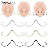 Bodyace 1 PC Mustache Shape Septum Ring Stainless Steel Nose Piercing 14/16G Black Nose Ring