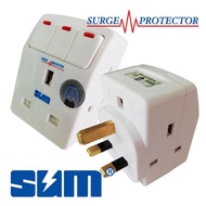 SUM 703NS 3Way Adapter with Neon &  Surge Protector / S133N 3 Way 3 Pin Adapter with Neon Switch & S