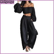 Rotyroya Polyester Fiber Suit Women Two-piece Suit Women’s Two Piece Set Summer Outfit Off Shoulder 