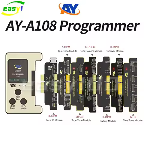 AY A108 Programmer For iPhone X-15 Pro Max Face ID Flex Dot Projector Battery true tone Rear Camera 