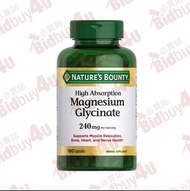 Nature’s Bounty High Absorption Magnesium Glycinate 高吸收甘氨酸鎂 240毫克 180粒 [074312012303]