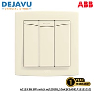 ABB AC163 3G 1W switch, 10A (CBA031A161S1010) - Switches, AC163, 3G 1W switch w/LED, 10AX