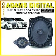 Adams Digital Plug n Play Front Door & Dashboard Speaker 2.5inch & 7x10inch Midbass TOYOTA ALPHARD/V