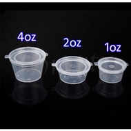 2oz / 4oz Container Hinged Lid / Sauce Container 50pcs