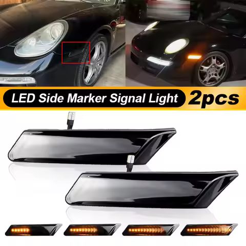 2Pcs LED Side Marker Turn Signal Sequential Blinker Light For 911 GT3 RS 2006-2008 For 911 997 Carre