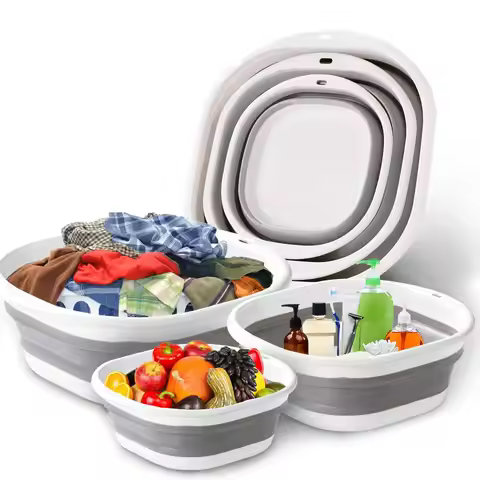 3pcs Foldable Tub Laundry Basket–Space-Saving Storage Container for Dishwashing,Fruit Washing,Campin