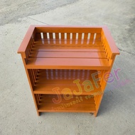 ☀JA☀ ชั้นวางของไม้สัก 3 ชั้น 56*32 สูง 70 ซม. (ก*ย*ส) ชั้นรองเท้า/ชั้นวางไมโครเวฟ สีย้อม ✅มีรับประกั