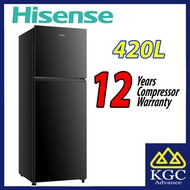 (Free Shipping) Hisense 420L 2 Door Inverter Fridge RT439N4ABN1 Top Mount Freezer Refrigerator