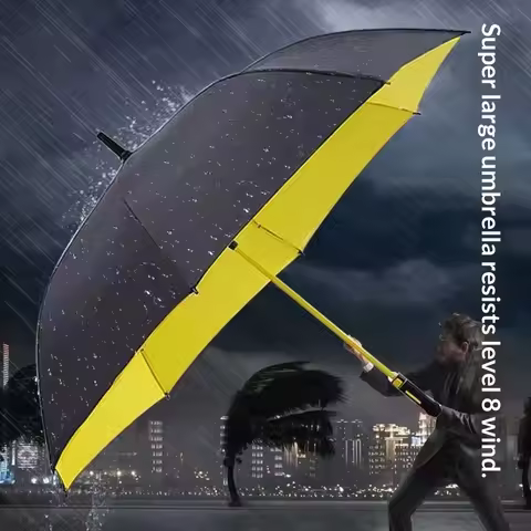 Large 135cm Windproof Golf Umbrella Heavy Duty Double Canopy Automatic Long Handle Business Storm Um