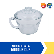 Mangkok Kaca Bening Tebal Besar Kedaung Noodle Cup Set Pakai Tutup Kaca Tahan Panas Untuk Wadah Saji