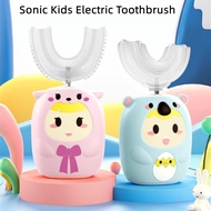 ∈ 360 Degrees Electric Toothbrush Kids U Shaped Silicon Smart Sonic Teeth Tooth Brush Cartoon Pattern for Children IPX7 Waterproof
