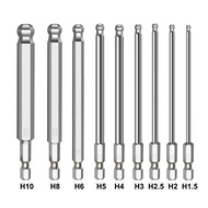 Ball End Hex Screwdriver Bits Set Metric Allen Hex Bit 100mm Long Magnetic Ball Head Driver Bit H1.5