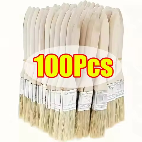 1-100Pcs Mane Brushes BBQ Brush Wooden Handle Soft Hair Paint Brushes for Drawing Staining Wall and 