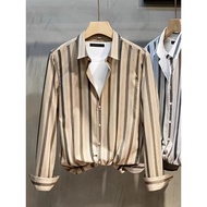 2024 Premium Korean Version Striped Shirt Trendy Long-Sleeved Anti-Wrinkle Non-Iron Men's Business C