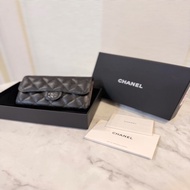 Chanel 黑銀荔枝皮5卡中夾