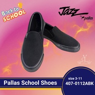 100% Original PALLAS JAZZ 407-0112ABK SCHOOL SHOES Slip On Black Shoe | Kasut Sekolah PALLAS JAZZ Hi