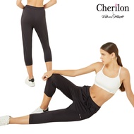 Cherilon เชอรีล่อน กางเกงกีฬา กางเกงออกกำลังกายผู้หญิง กางเกง 4 ส่วน ขาจั๊ม สีดำ กระชับ ยืดหยุ่น ใส่