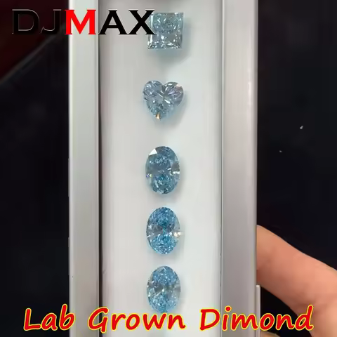 DJMAX Fancy Blue Color Lab Grown Diamond Emerald Heart Diamond Gems Princess Cut Lab Grown Blue Diam