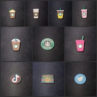 [LOCAL STOCKS] Crocs Charm Starbucks Tiktok Gucci Twitter series Jibbitz shoe buckle jibbits PVC sof