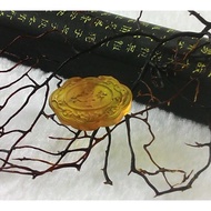 [Disk Crystal] [Longevity Fortune] Natural Burmese Amber Gold Blue Longevity Fortune Safe Lock Small