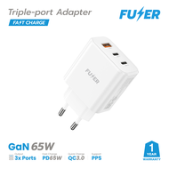 FUZER Adapter รุ่น V6511 (PD65W) ชาร์จเร็ว 3 พอร์ต PD ชาร์จ อแดปเตอร์ TypeC+USB-A มือถือ/Tablet/Lapt