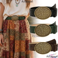 ROSEGOODS Western Cowboy Belt, Retro PU Leather Carved Buckle Embossed Belt, Fashion Vintage Y2K Pun