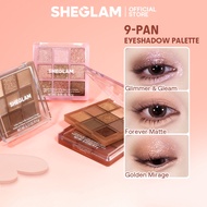 SHEGLAM Just Blushed 9 Pan Glitter Eyeshadow Palette High Pigment Shimmer Eyeshadow Makeup Cosmetics