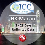 ICC_HK & Macau 3-28 Days SIM Unlimited Data SIM Card/Hong Kong and Macau/HongKong/Can top up reuse