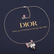 法國時尚精品Dior迪奧粉色珠珠愛心時尚百搭項鍊 代購非預購