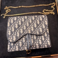 Dior saddle 藍色老花WOC斜背鏈條包