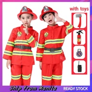 Fireman Costumes For Kids Firefighter Firetruck Boy Career Uniform Work Cosplay Roleplay Suit