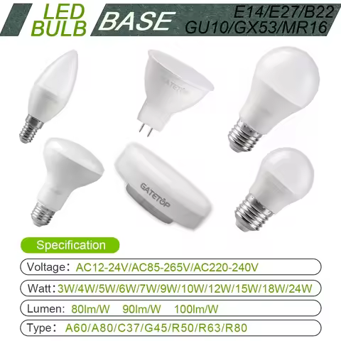 3/6/8/10 LED Light Bulb Spotlight AC 220V 24W 18W 15W 9W Energy Saving LED High Lumen E27 E14 GU10 M