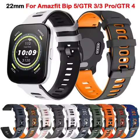 22mm Watch Band For Amazfit Bip 5/GTR 47mm/GTR 4/GTR3/Cheetah Pro Silicone Bracelet GTR 3 Pro Limite