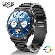 ZZOOI Lige AMOLED Watch For Men Smart Watch Bluetooth Call Smartwatch Sports Fitness Heart Rate Music Clock Waterprof HD Screen New