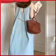 SUXI Sleeveless Loose Solid Color Midi Dreess Fashion Dress Women's Long Summer Holiday Dress