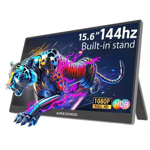 AIREIXINGD Portable Monitor 15.6 inch 1080P 144Hz FHD USB-C Laptop Monitor HDMI Computer Display HDR